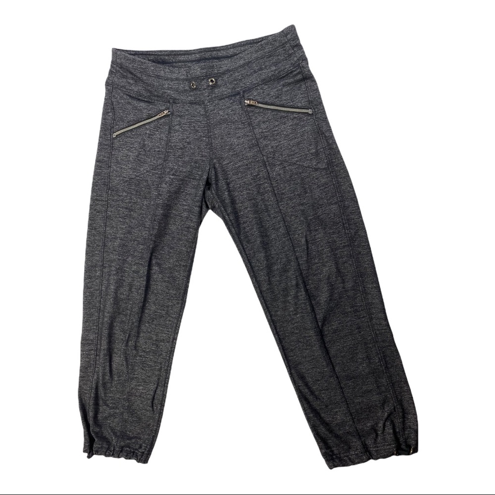 Athleta women Sz XS Metro Slouch Crop Pants Black Heathered Jogger No String